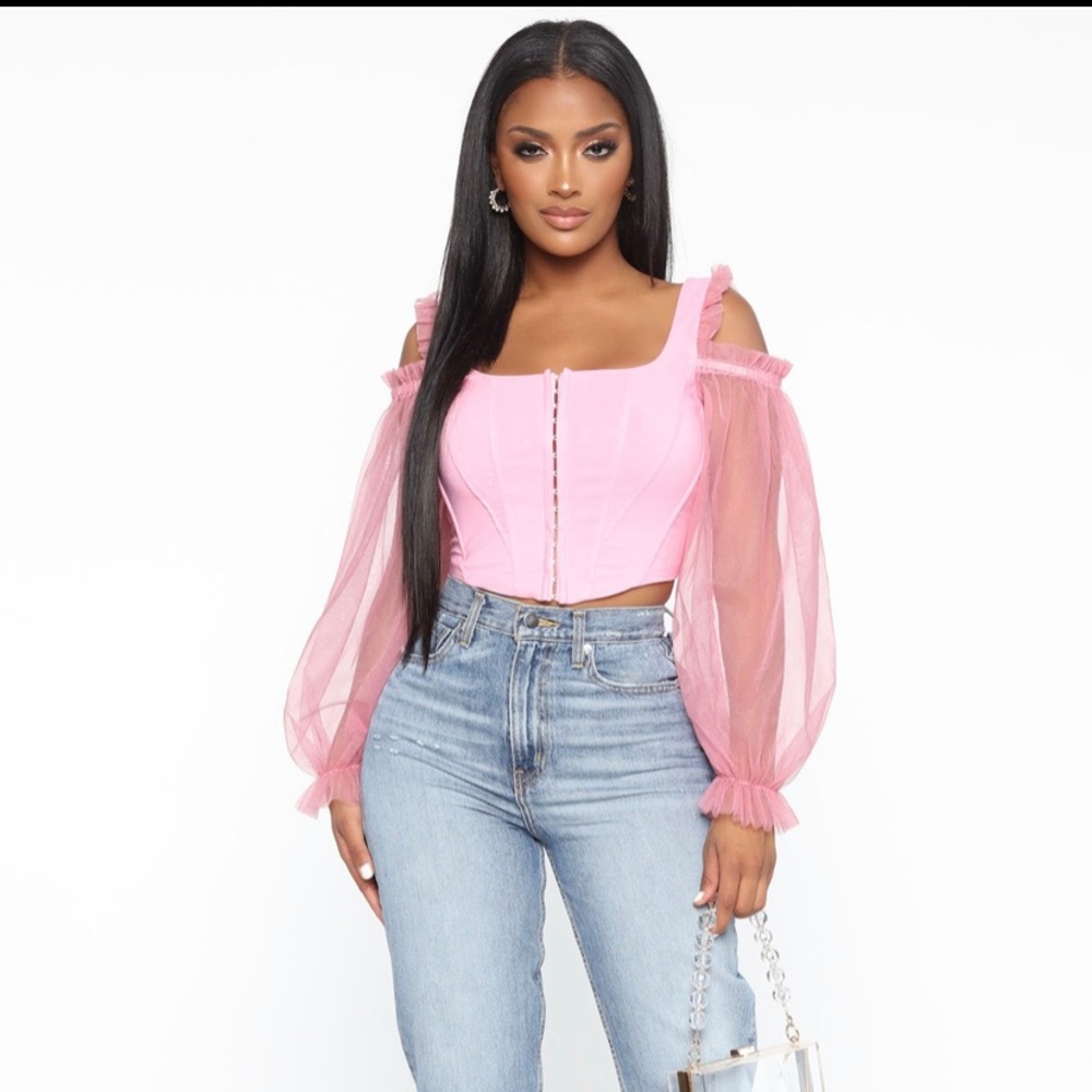 Pink corset ruffle top